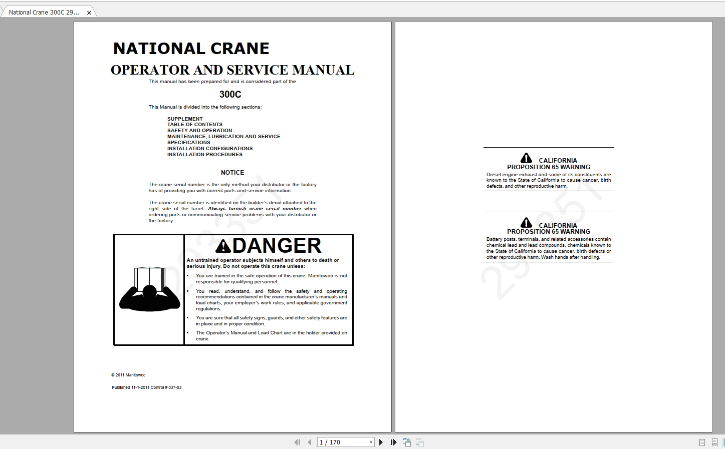 National Crane 300C 293351CTRL037 03 Operator Service Manual 2