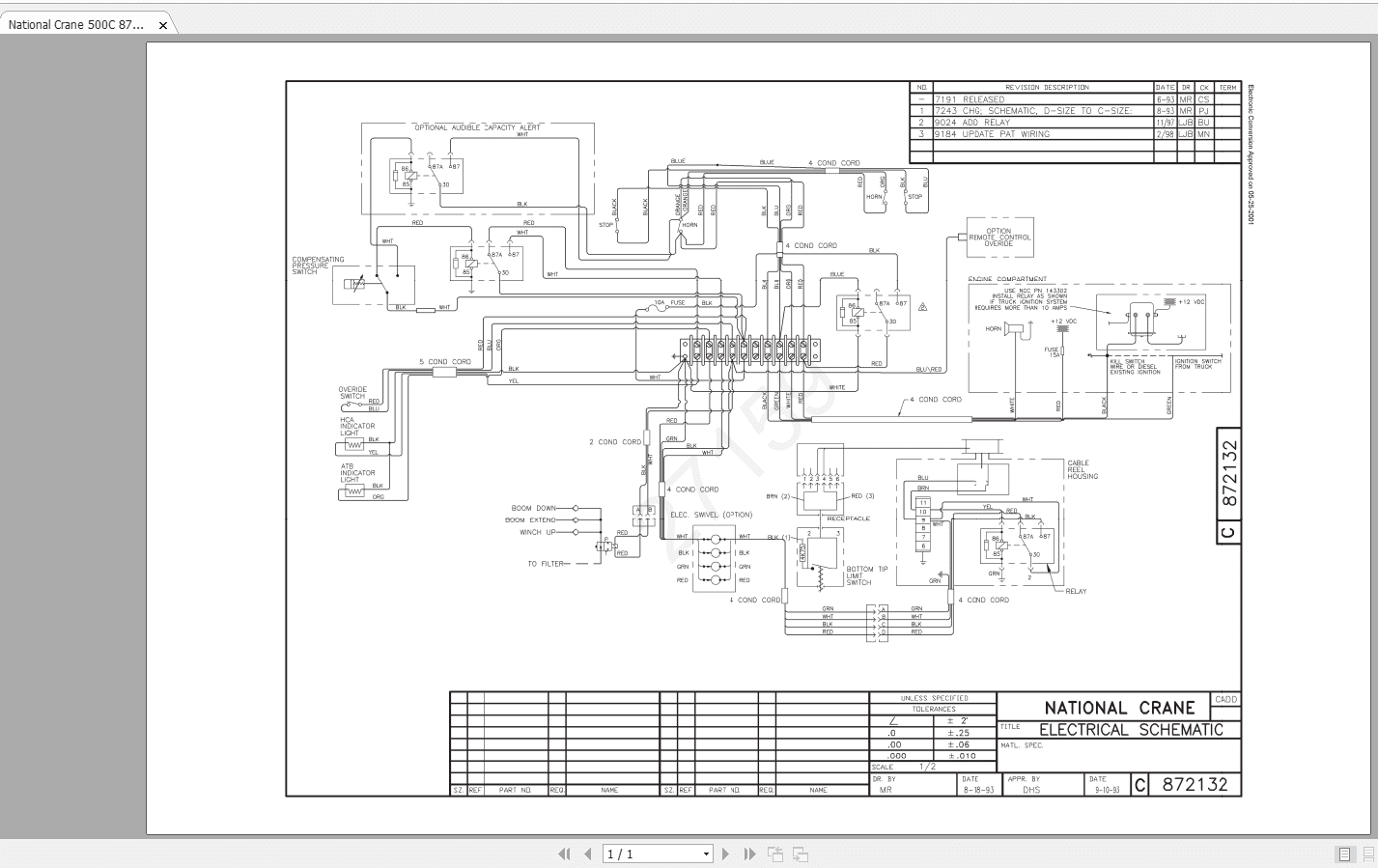 National Crane 500C 872132REVC Electrical Schematic