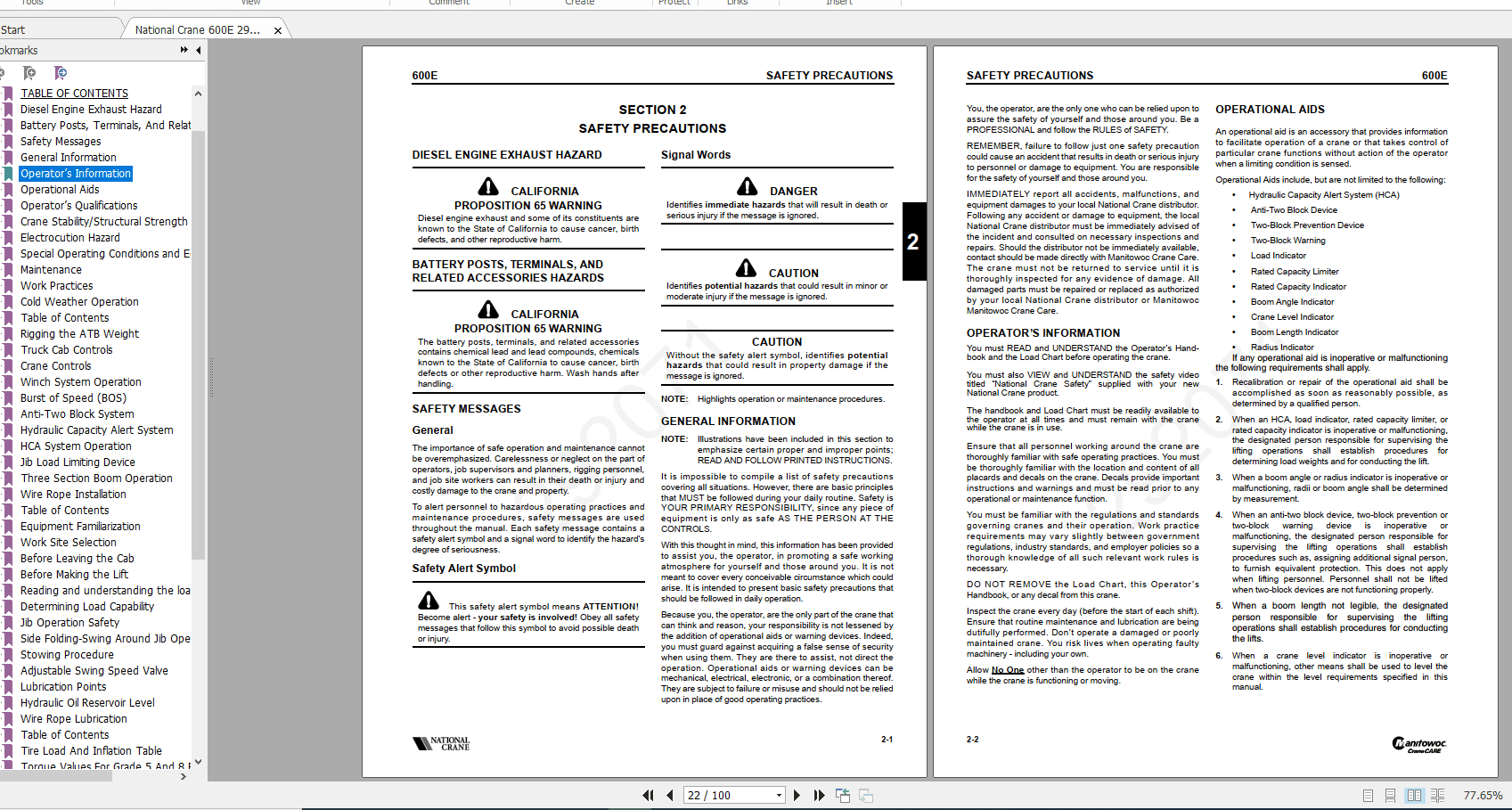 National Crane 600E 292071CTRL028 02571 00 Operators ManualSupplement