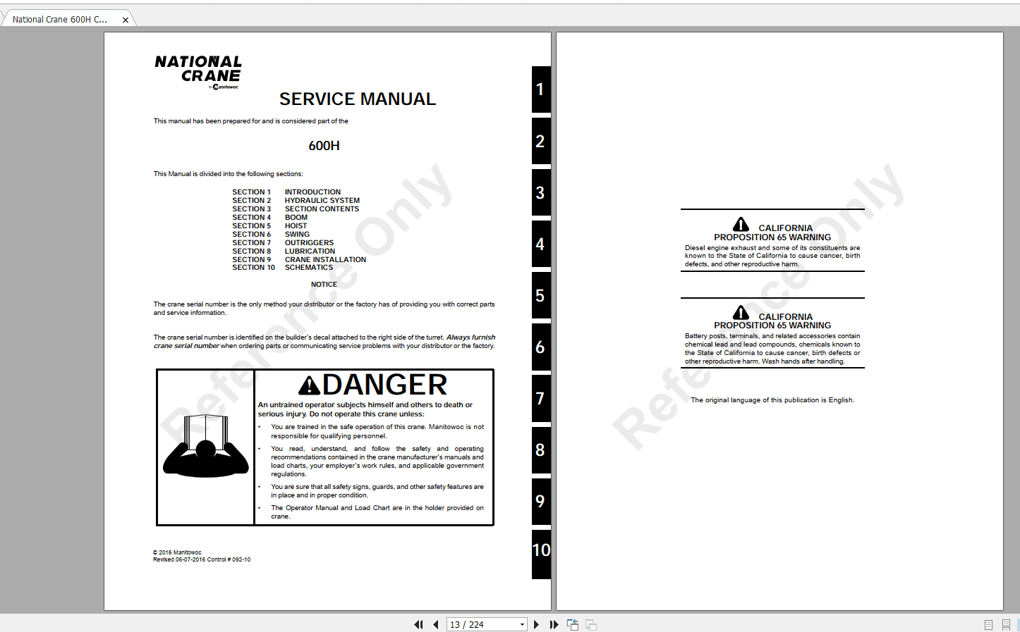 National Crane 600H CTRL092 10641 01 Service Manual
