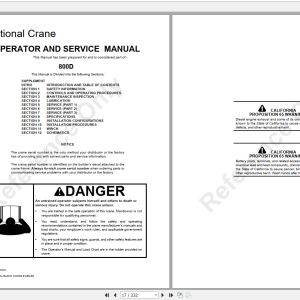 National Crane 800D CTRL039 05571 00 Operator Service Manual