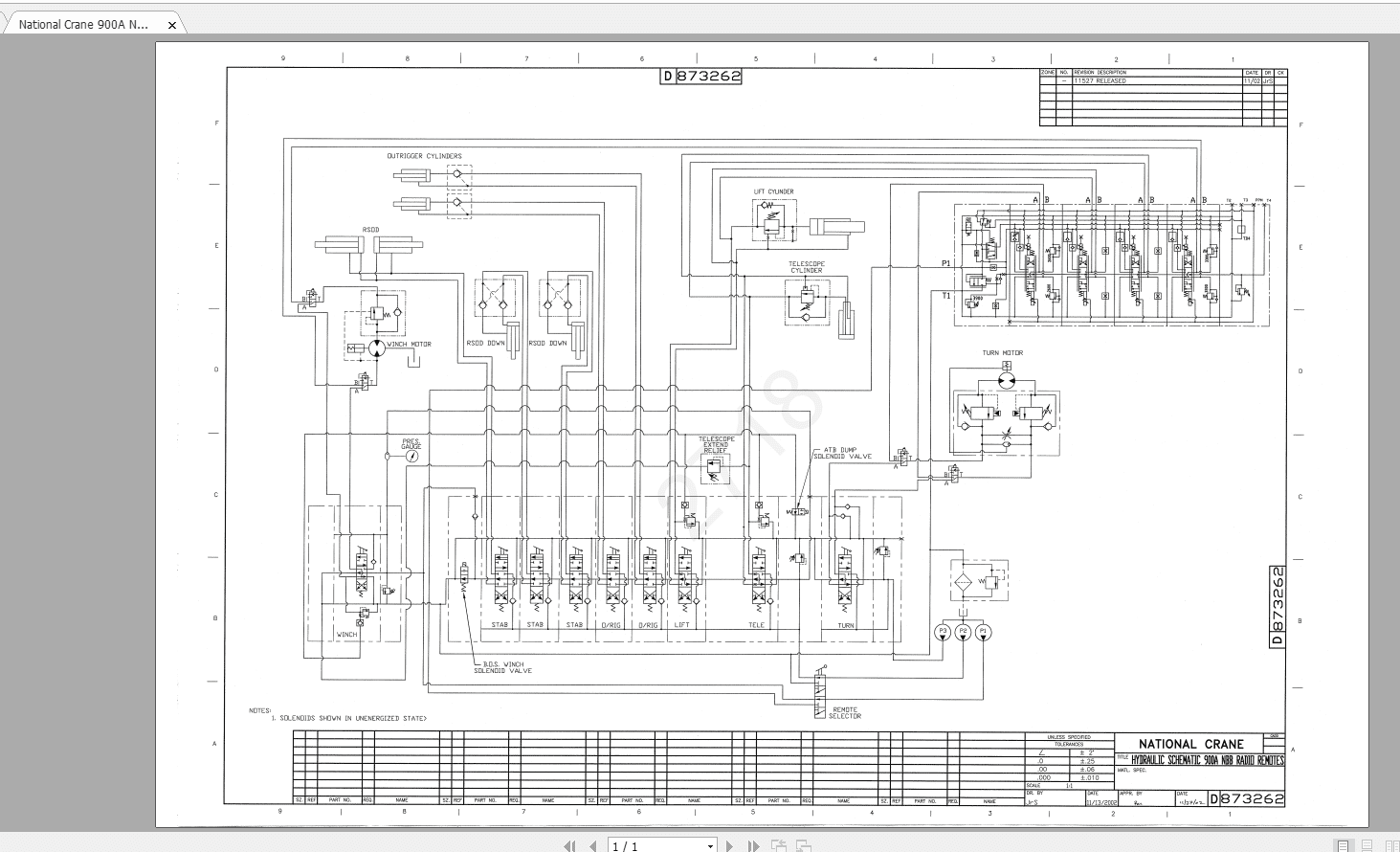 National Crane 900A NBB Radio Remotes 873262REV Schematic