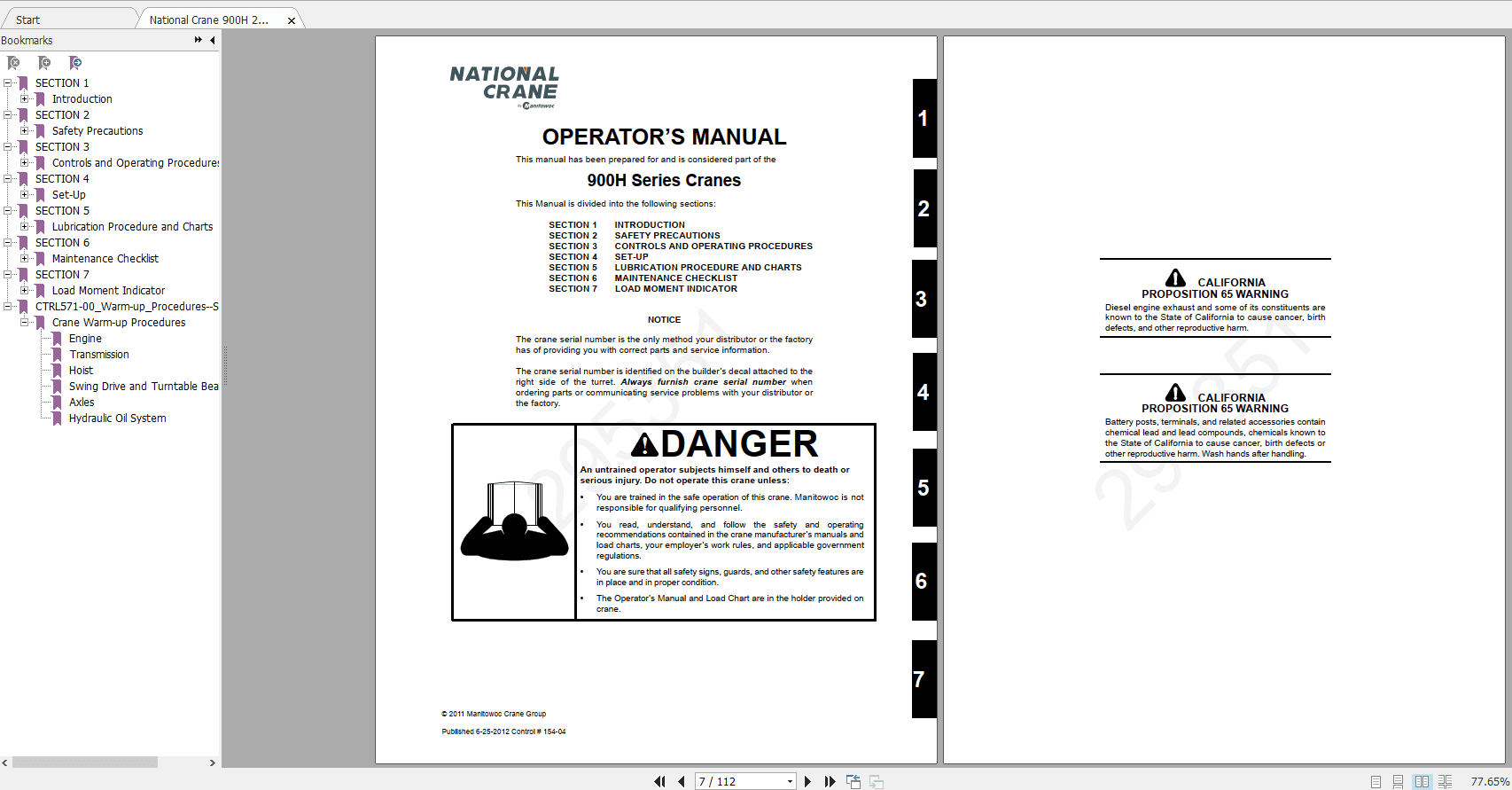 National Crane 900H 295351154 04571 00 Operators ManualSupplement