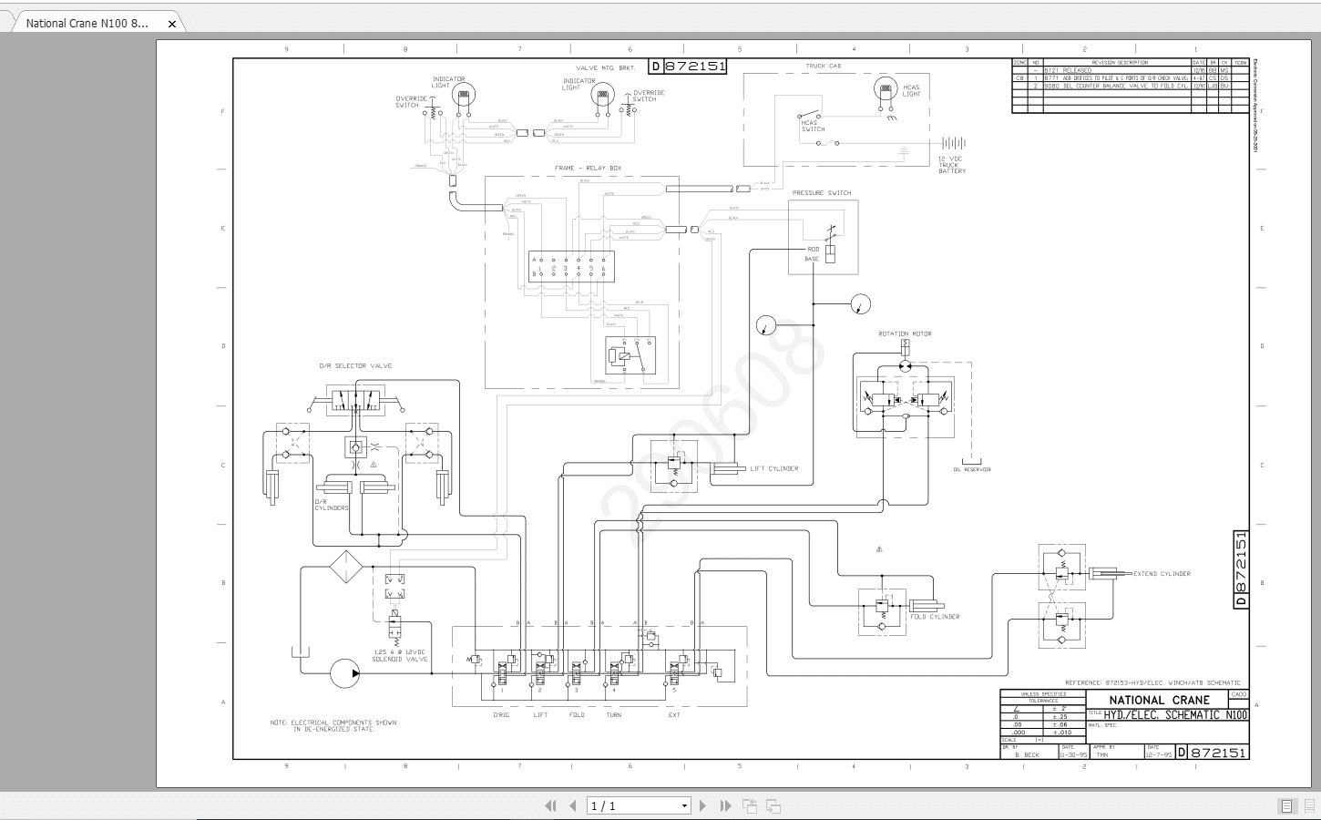 National Crane N100 872151REV HydraulicElectrical Schematic