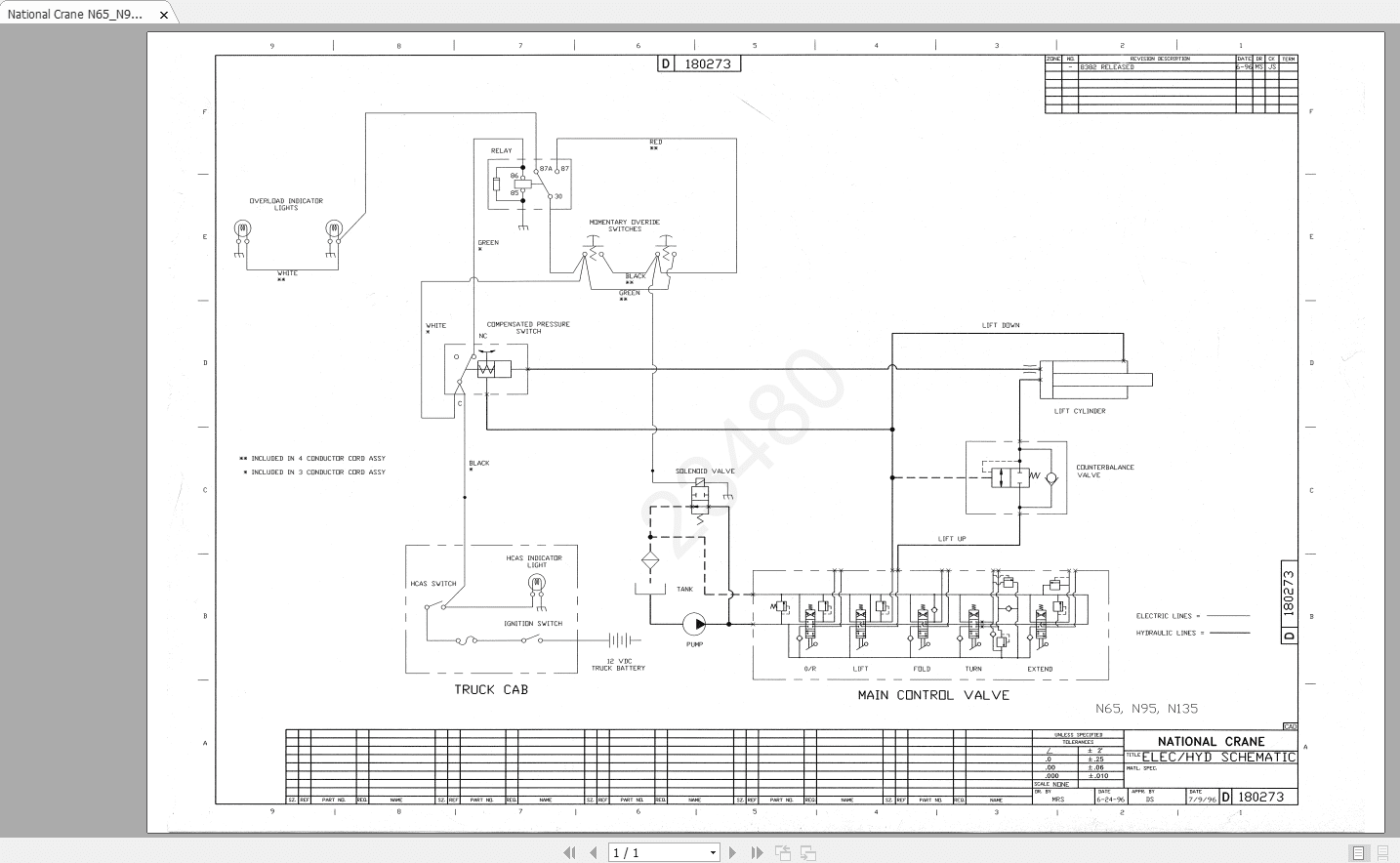 National Crane N65N95N135 180273REV ElectricalHydraulic Schematic