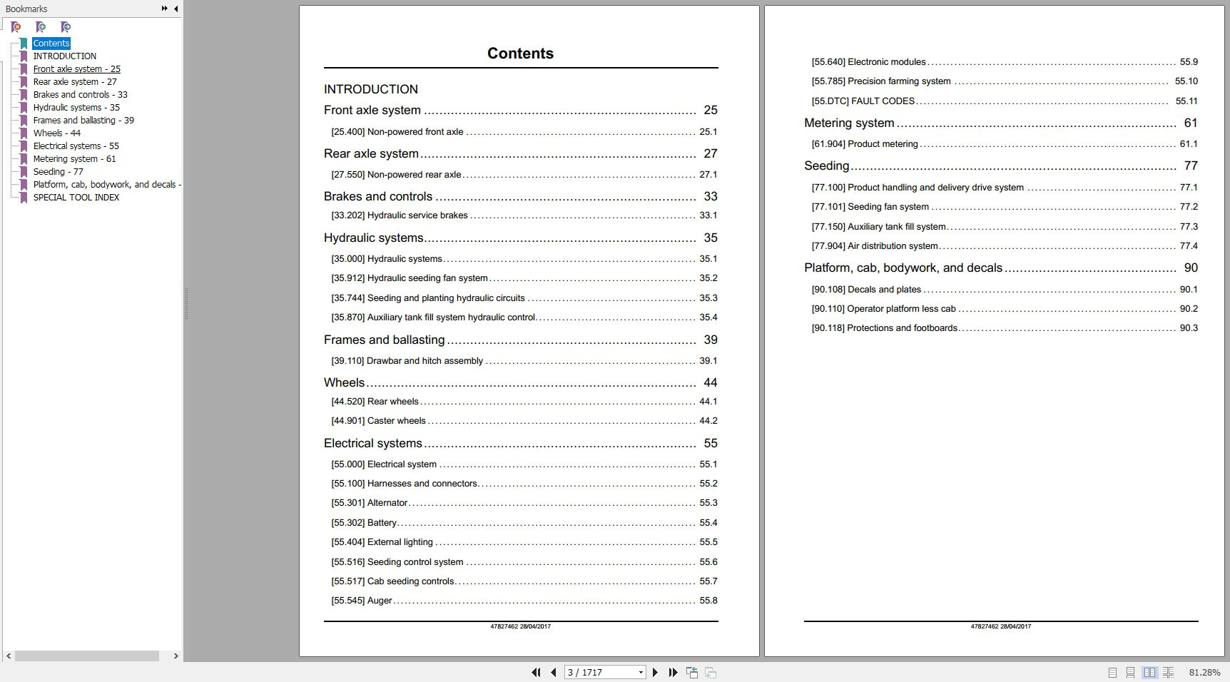 New Holland Air Cart P2350 P3440 P3550 P4460 P4580 P4760 P4950 Service Manual47827462 2