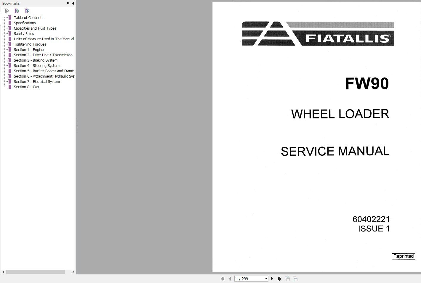 New Holland Fiatallis Wheel Loader FW90 Service Manual60402221 1