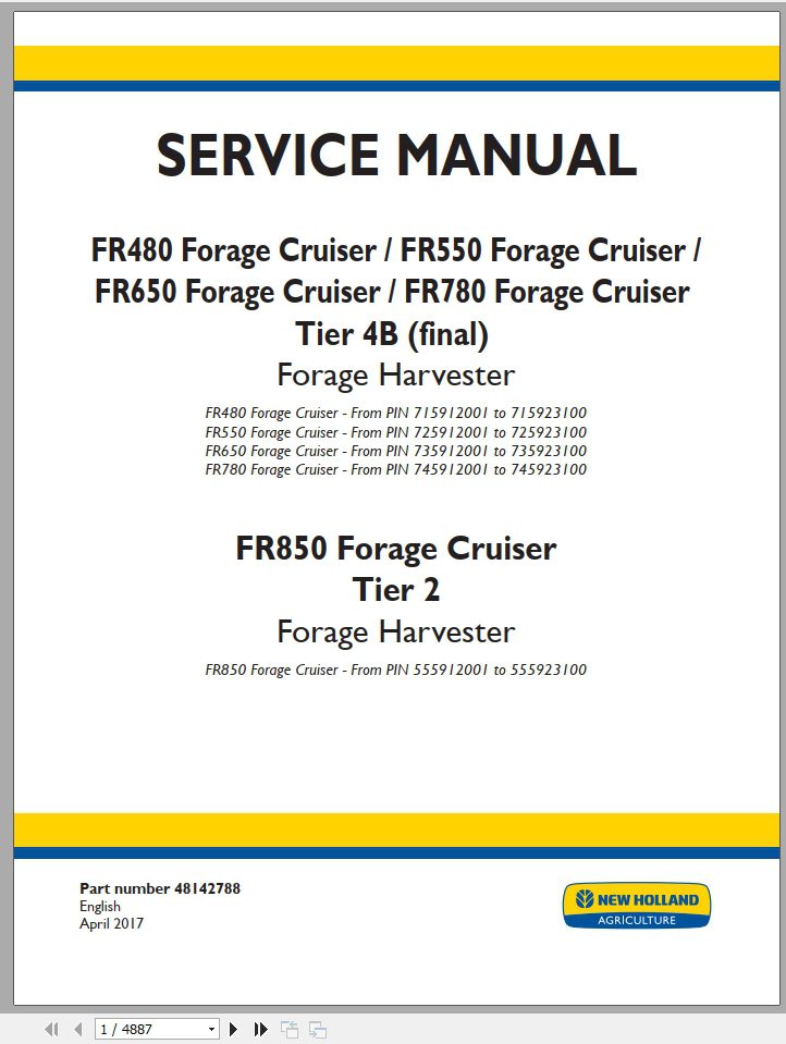 New Holland Forage Cruiser FR480550650780850 Service Manual48142788 1