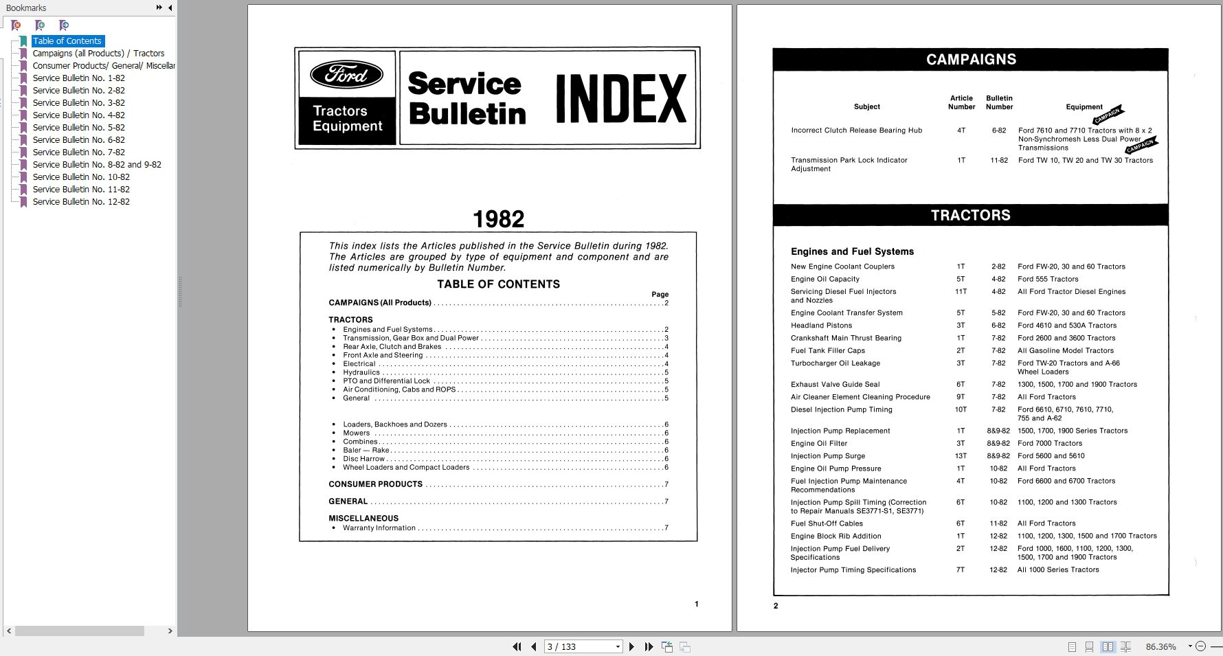 New Holland Ford Tractor Equipment 1982 Service Bulletins40991940 2