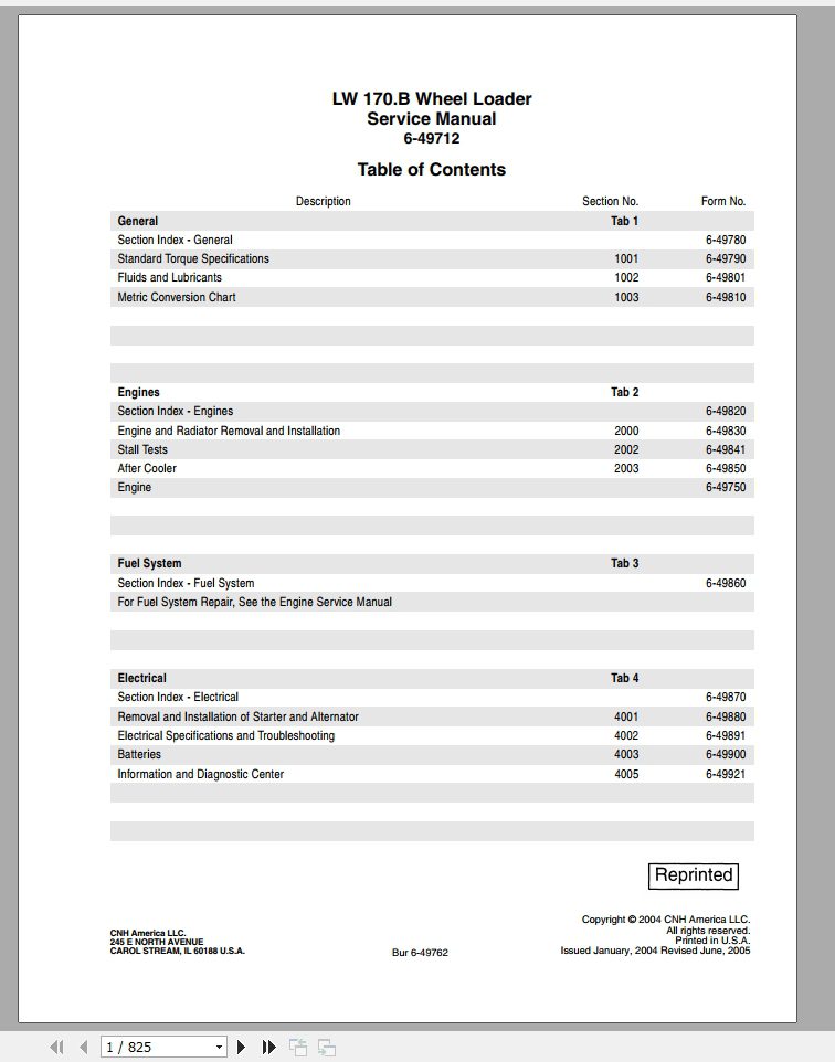 New Holland LW170B Wheel Loader Service Manual6 49712NAR0 2