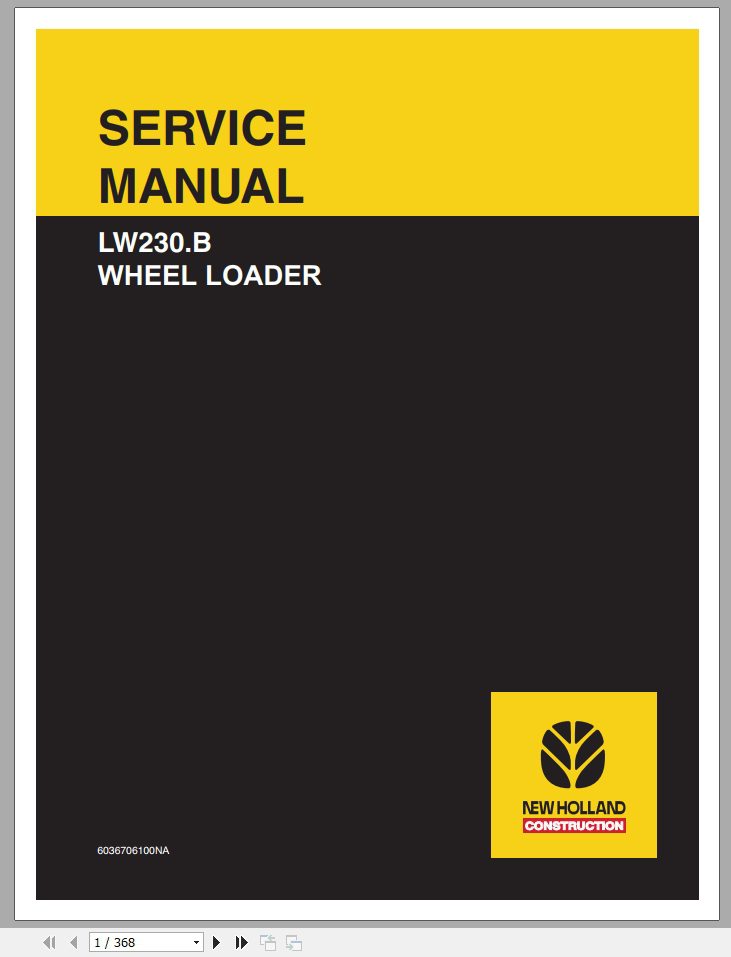 New Holland LW230B Wheel Loader Service Manual6036706100NA 1