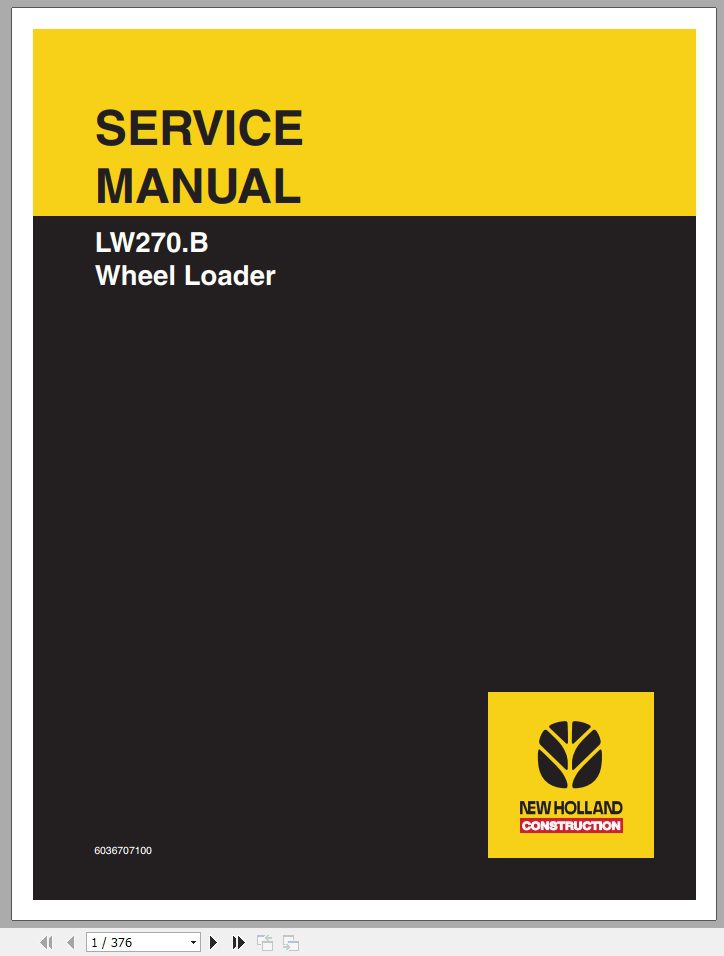 New Holland LW270B Wheel Loader Service Manual6036707100 1