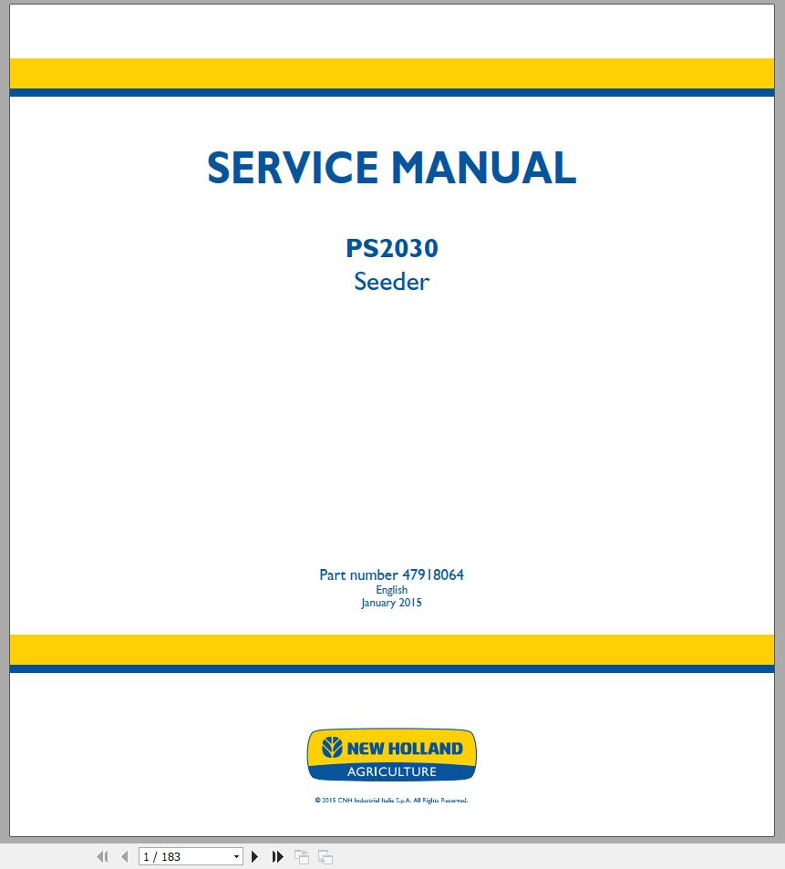 New Holland PS2030 Seeder Service Manual47918064 1