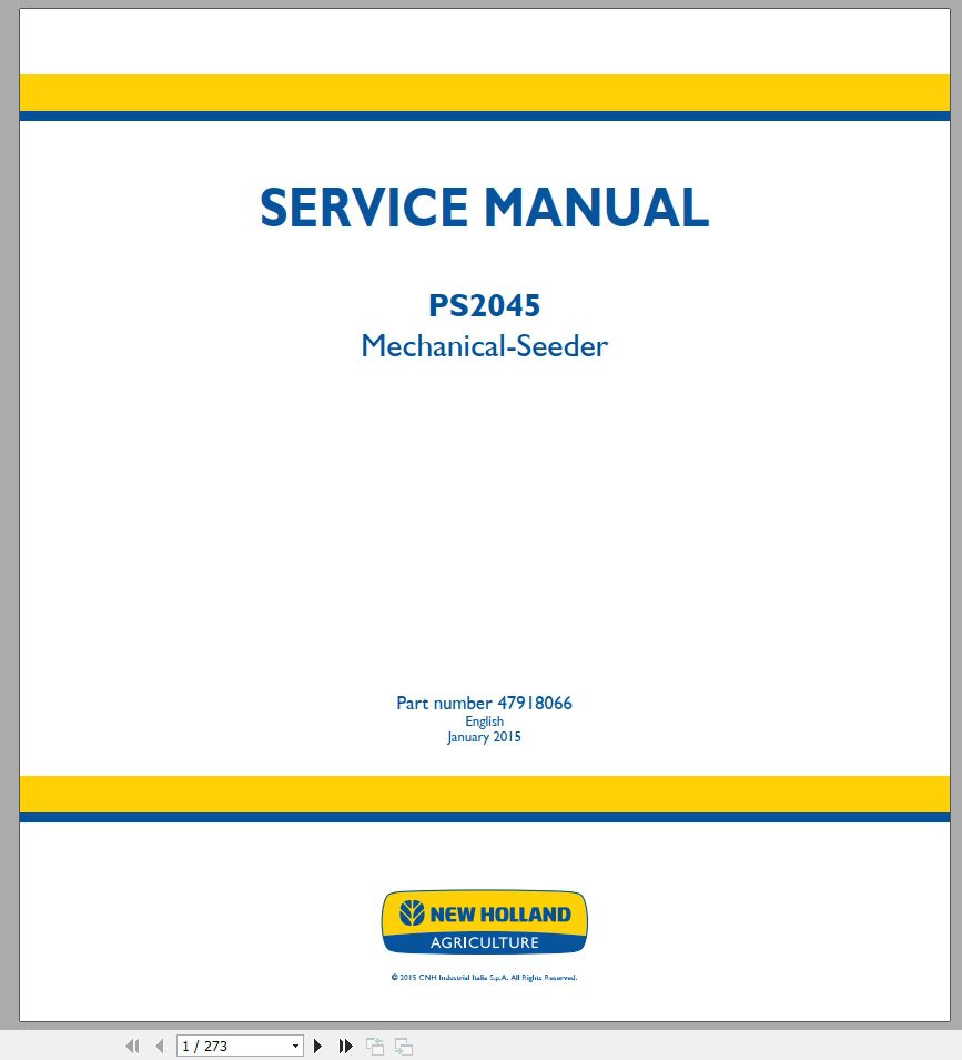 New Holland PS2045 Mechanic Seeder Service Manual47918066 1