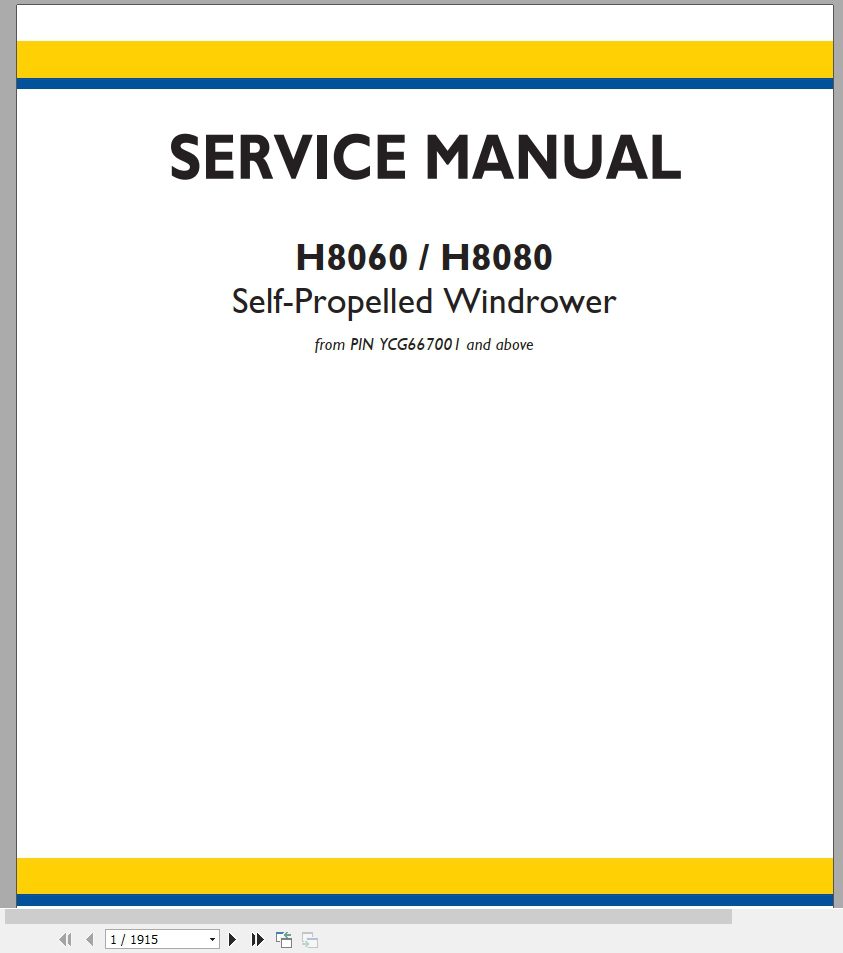 New Holland Self Propelled Windrower H9870 H9880 Service Manual47487696 2