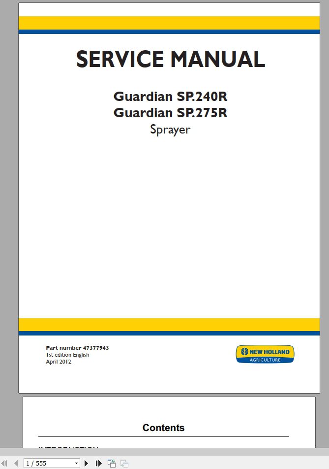 New Holland Sprayer Guardian SP240R SP275R Service Manual47377943 1