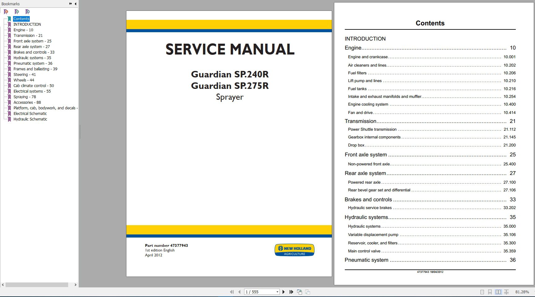 New Holland Sprayer Guardian SP240R SP275R Service Manual47377943 2