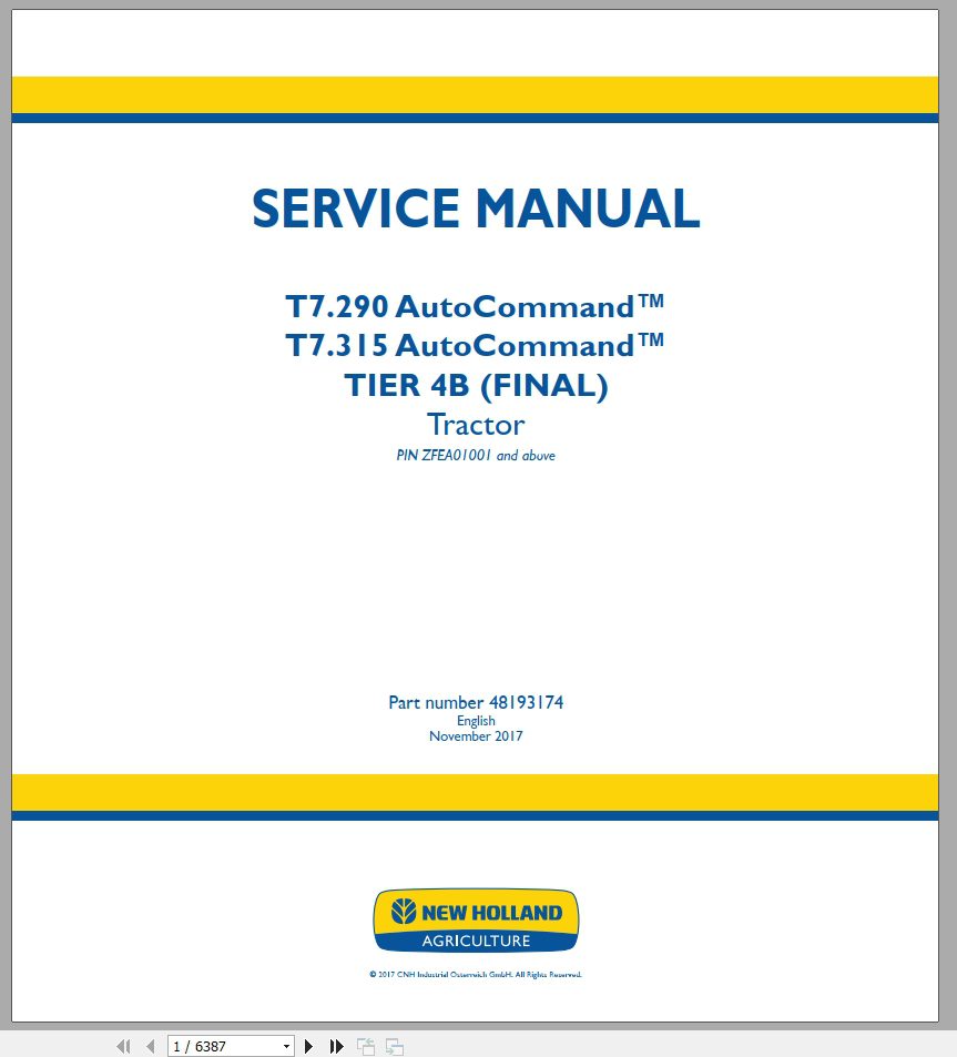 New Holland T7290 T7315 AutoCommandService Manual48193174 1