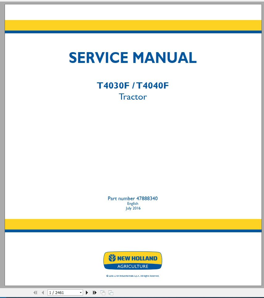 New Holland Tractor T4030F T4040F Service Manual47888340 1
