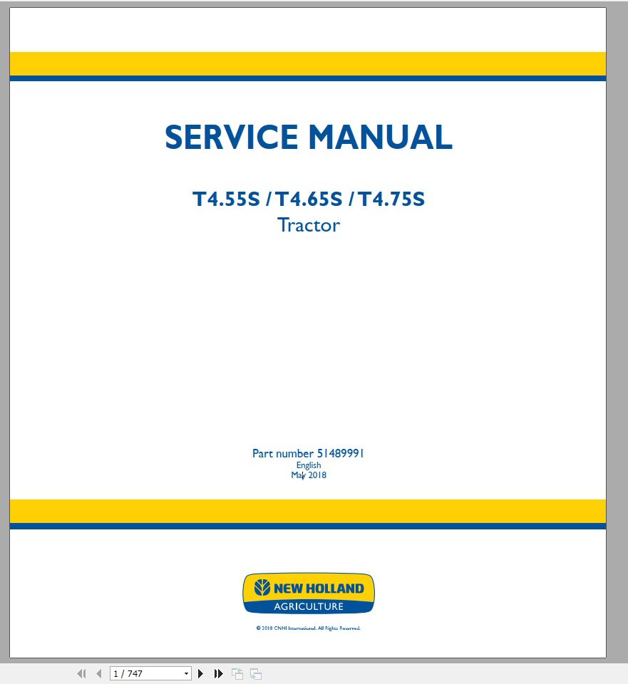 New Holland Tractor T455S T465S T475S Service Manual51489991