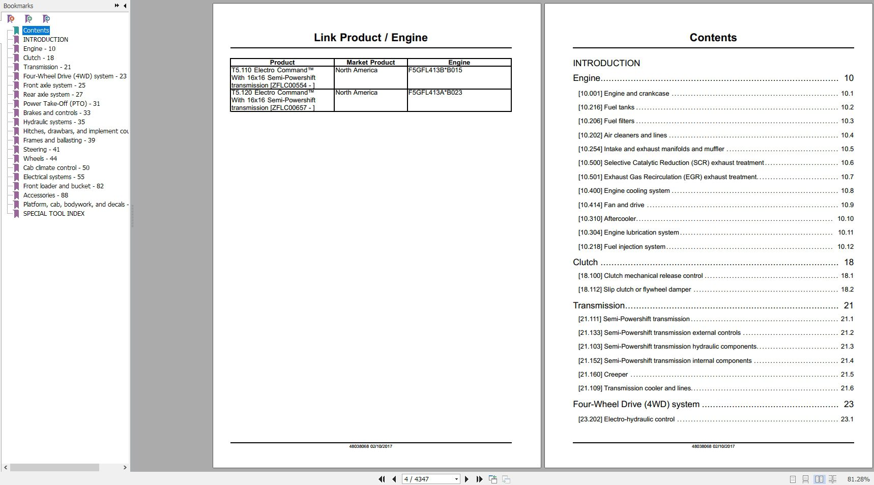 New Holland Tractor T5110 T5120 Electro Command Service Manual48038068 2