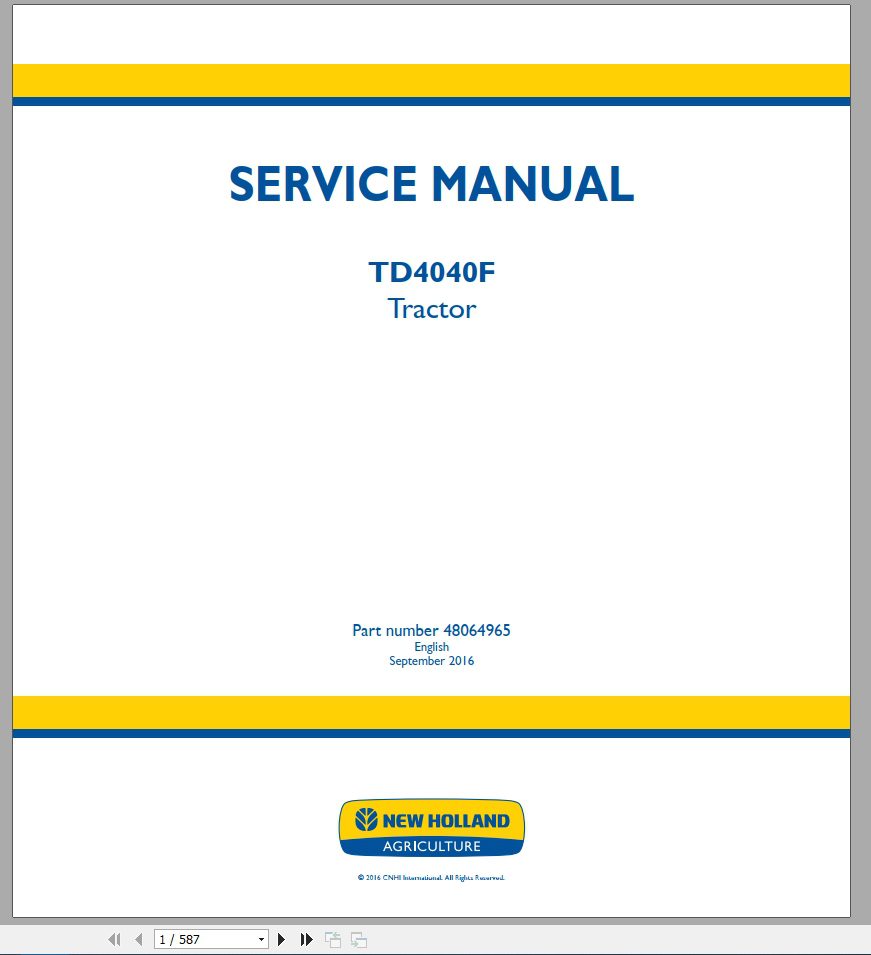 New Holland Tractor TD4040F Service Manual48064965 1