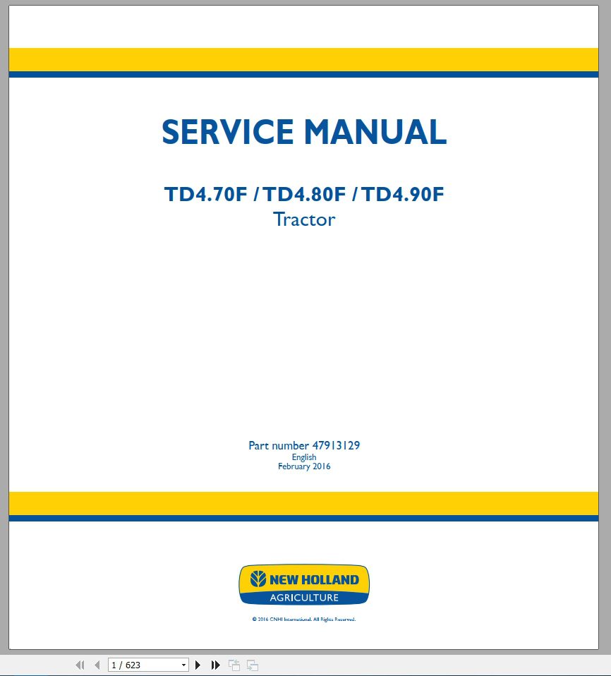 New Holland Tractor TD470F TD480F TD490FService Manual47913129 1