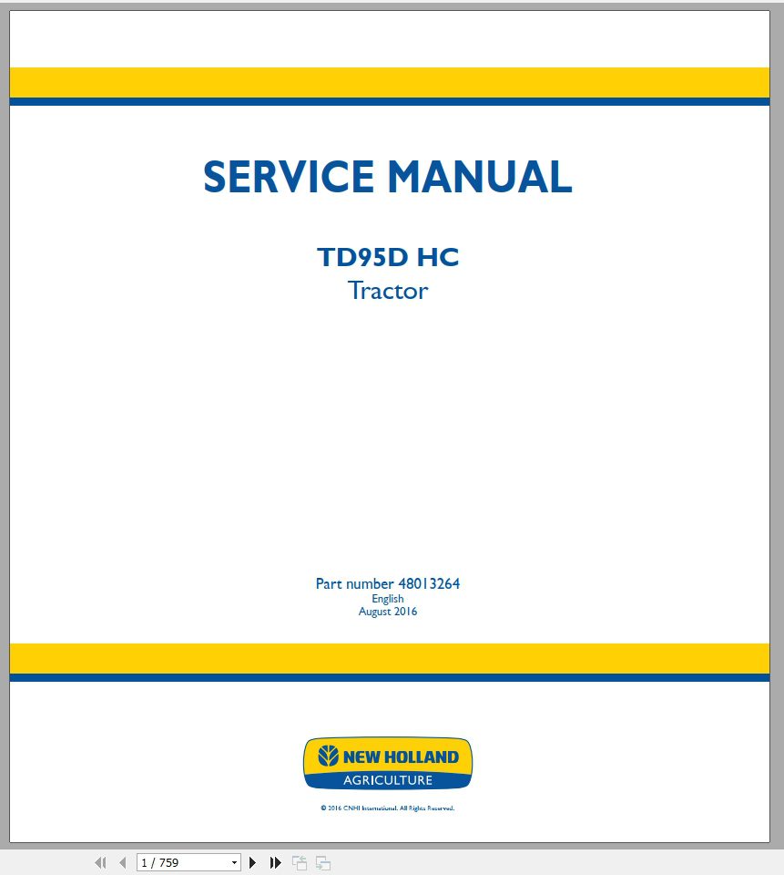 New Holland Tractor TD95D HC Service Manual48013264 1