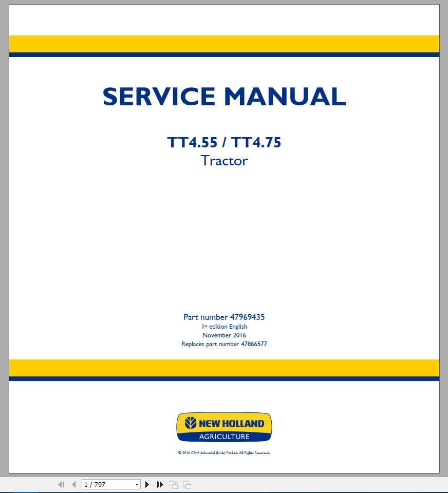 New Holland Tractor TT455 TT475 Service Manual47969435 1