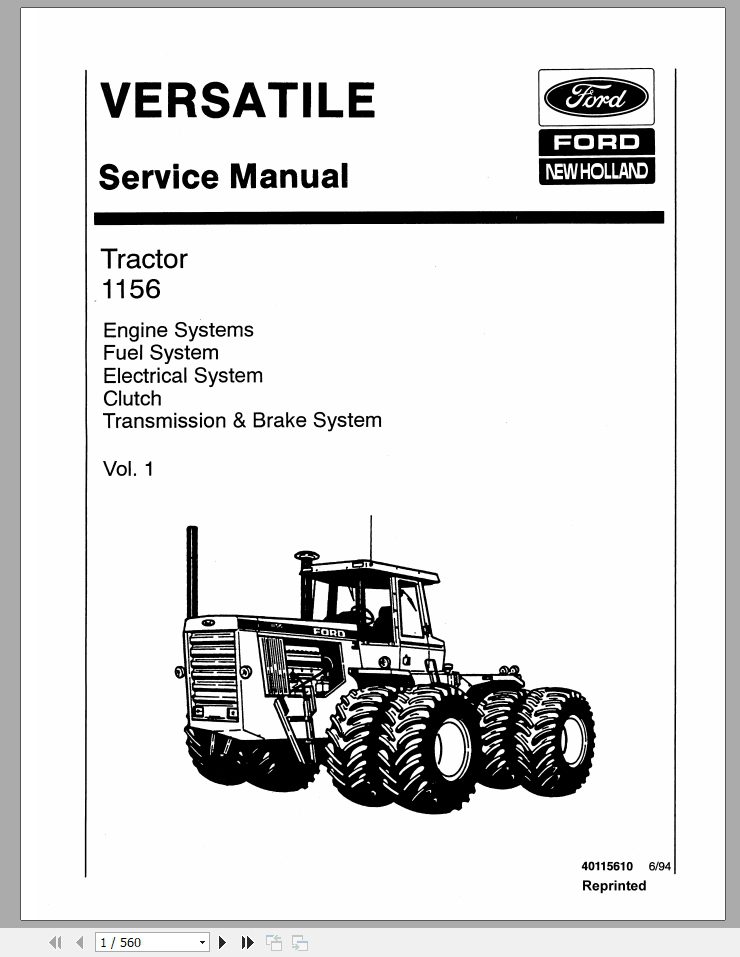 New Holland Versatile Tractor 1150 Service Manual40115610 1