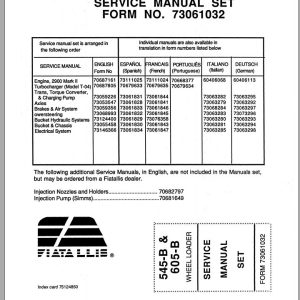 New Holland Wheel Loader 545B 605B Service Manual73061032 1