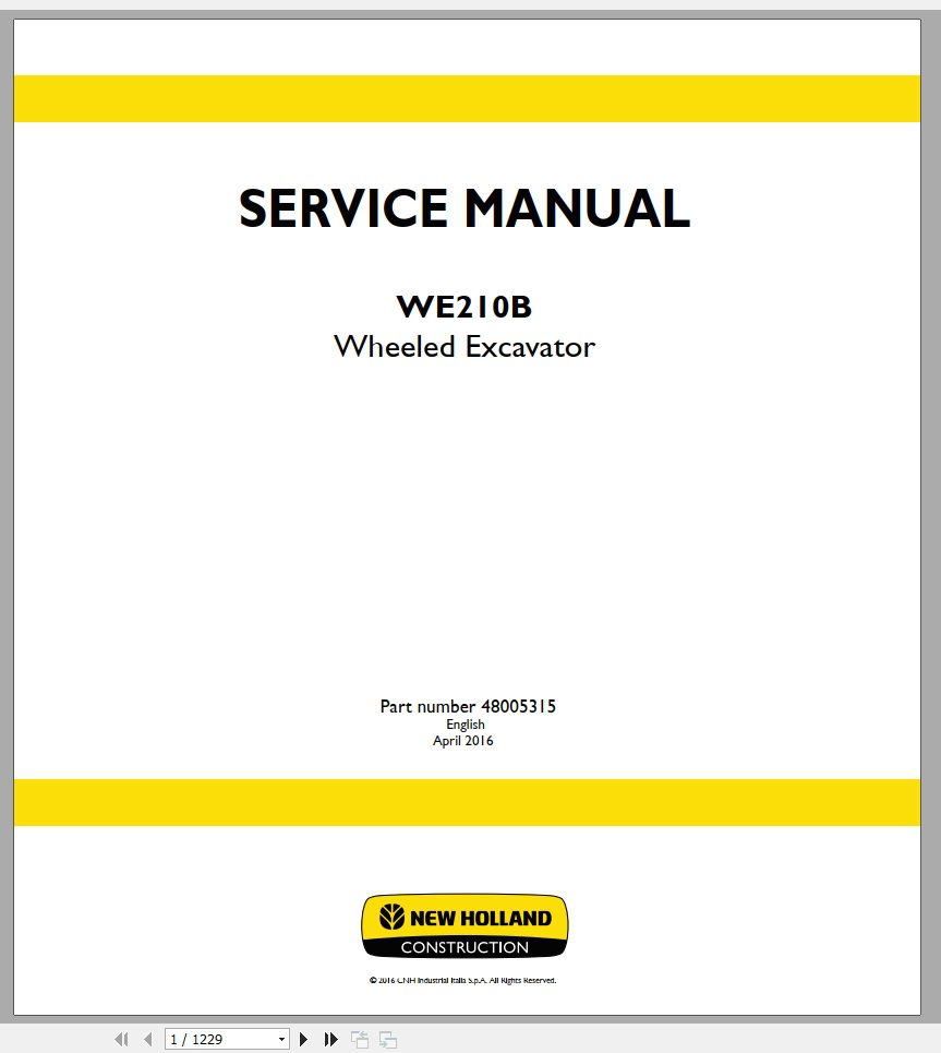 New Holland Wheeled Excavator WE210B Service Manual48005315 1