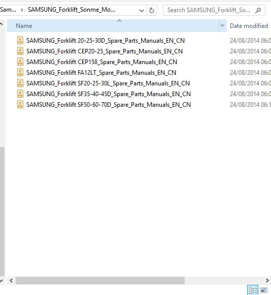 SAMSUNGForkliftSonmeModelSparePartsManuals 1