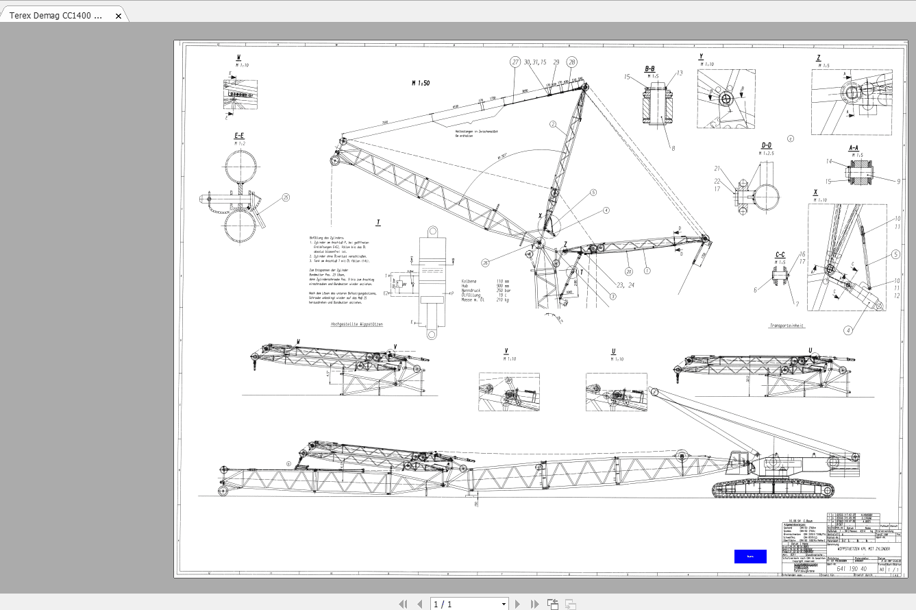 Terex Demag CC1400 64119040Luffing Backmasts