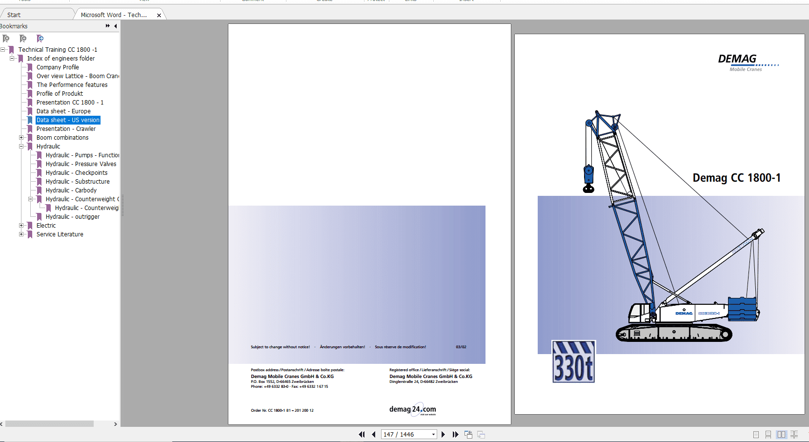 Terex Demag CC 1800 1 Crawler Crane Technical Manual 2