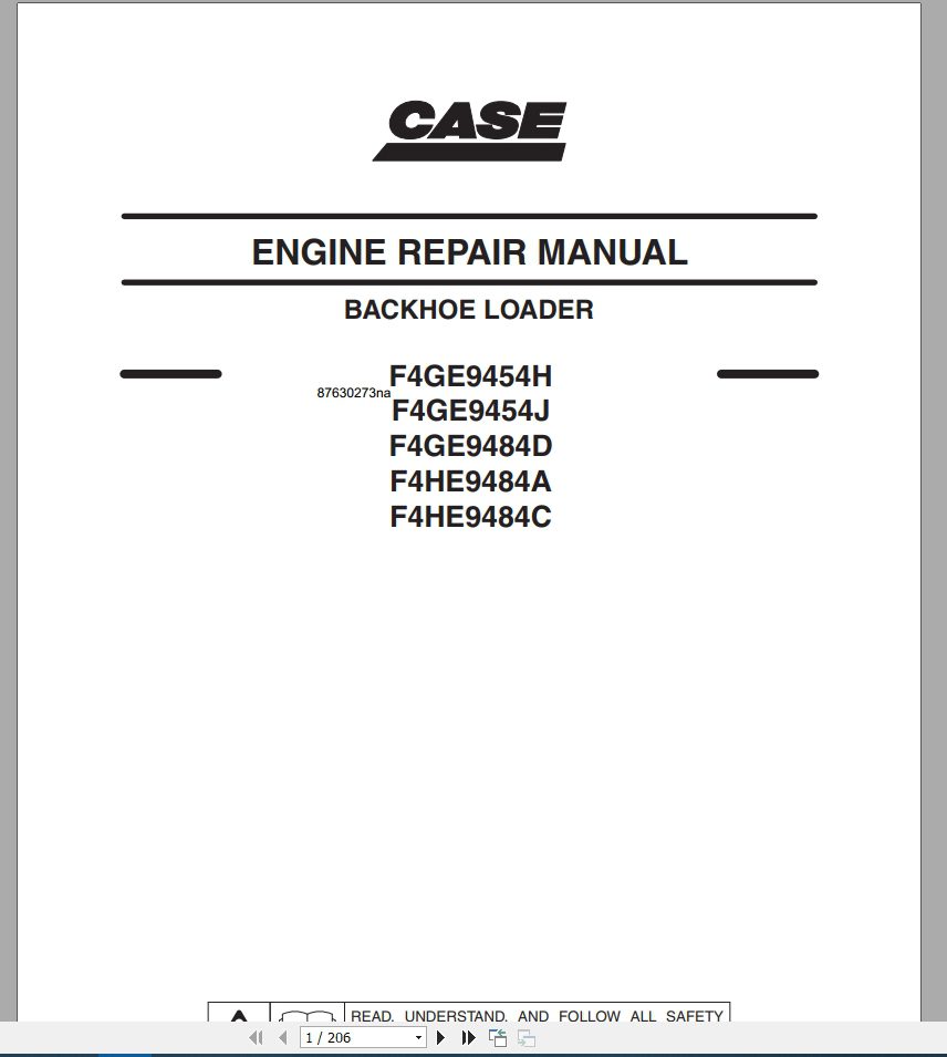Case IH Backhoe Loader Engine Repair Manual87630273na 1