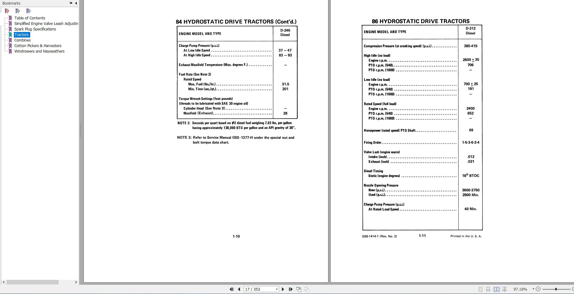 Case IH Tractor Engine Tune Up Specs Service ManualGSS14141 3