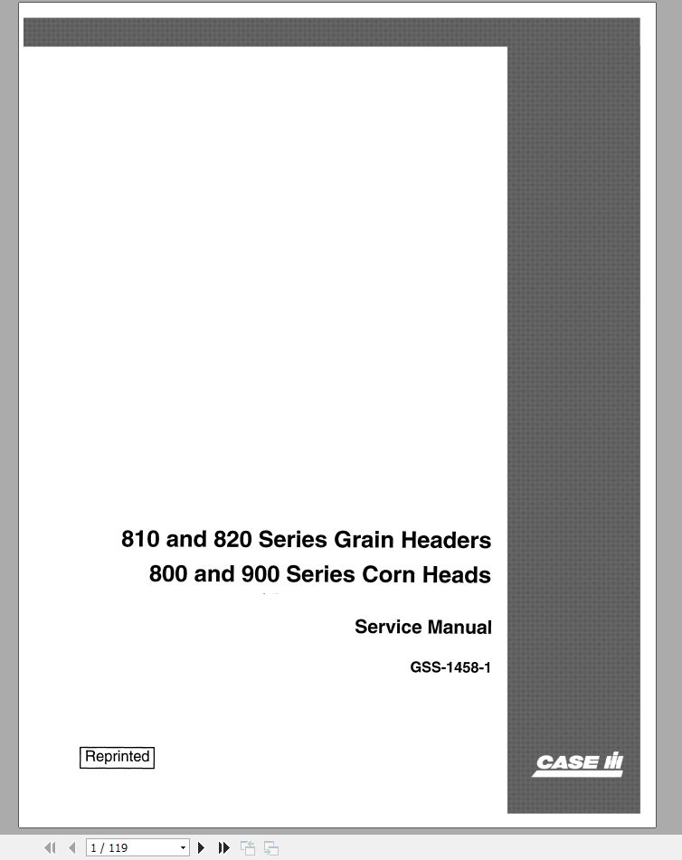 Case IH Tractor Grain Heads Corn Heads Service ManualGSS14581 1