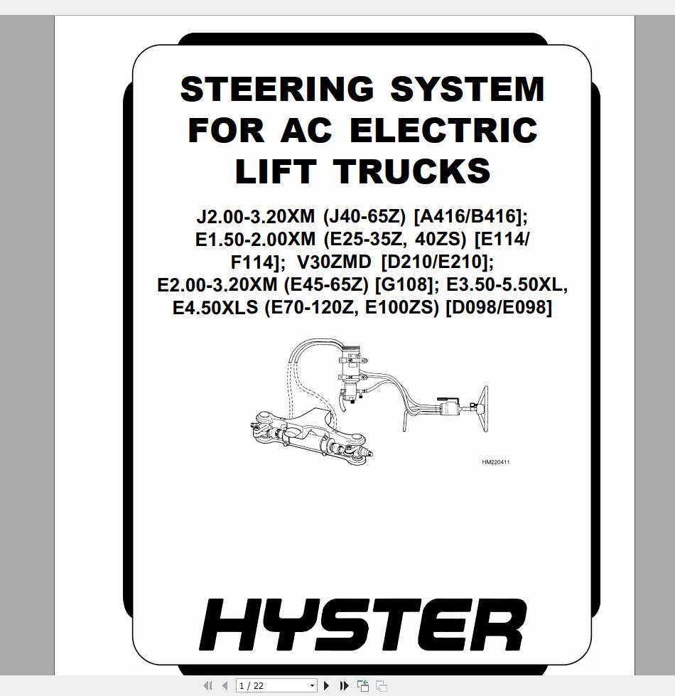 Hyster Forklift Claas 1 Electric Motor Rider Trucks Repair Manuals6