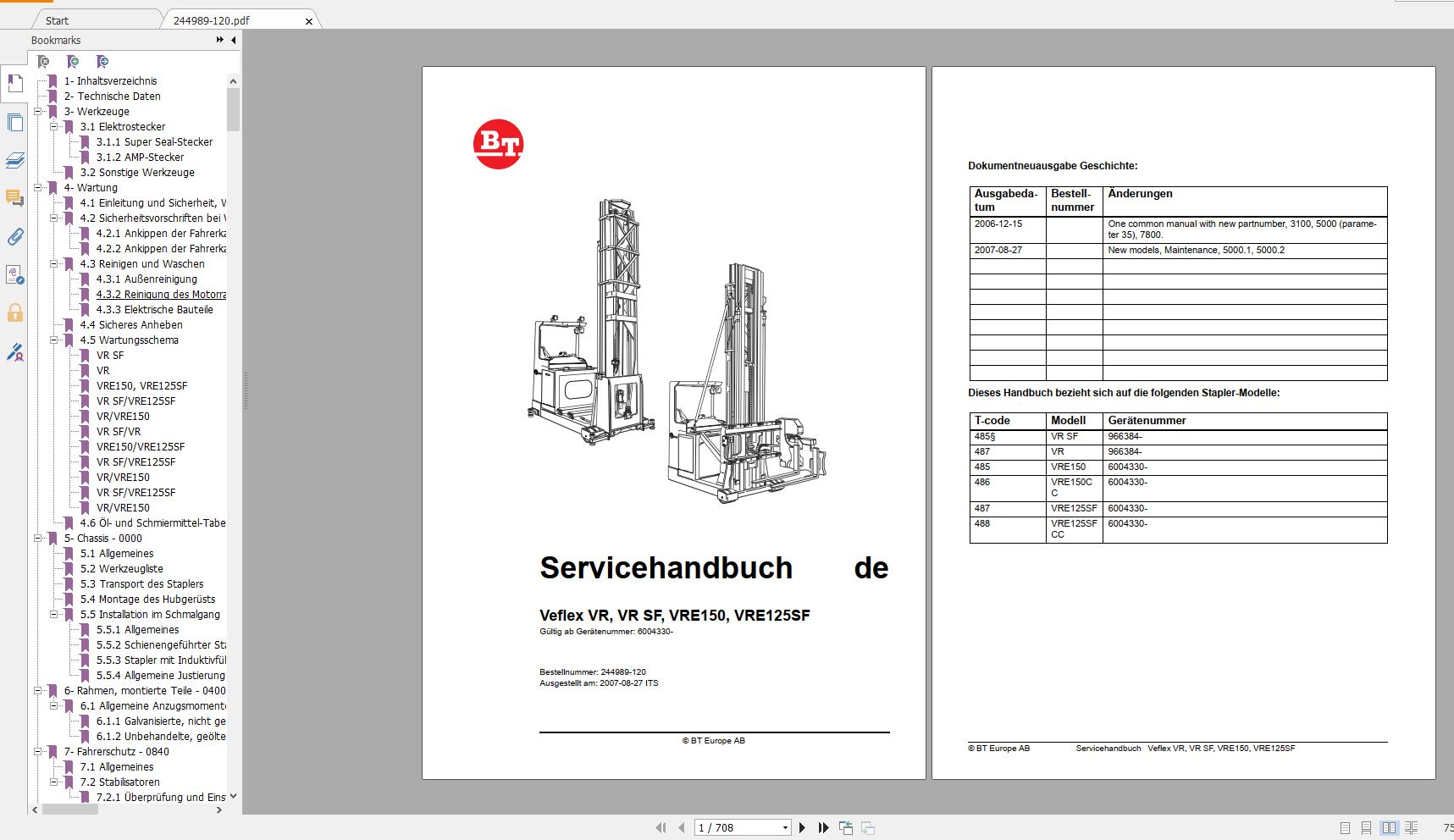 BT Forklift VRE150CC 488 Service Part ManualGerman3