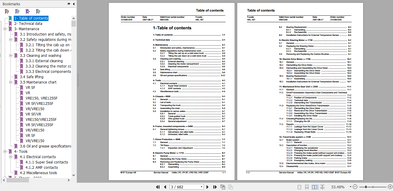 BT Forklift VRE 150 VRE150CC Service ManualEN 4