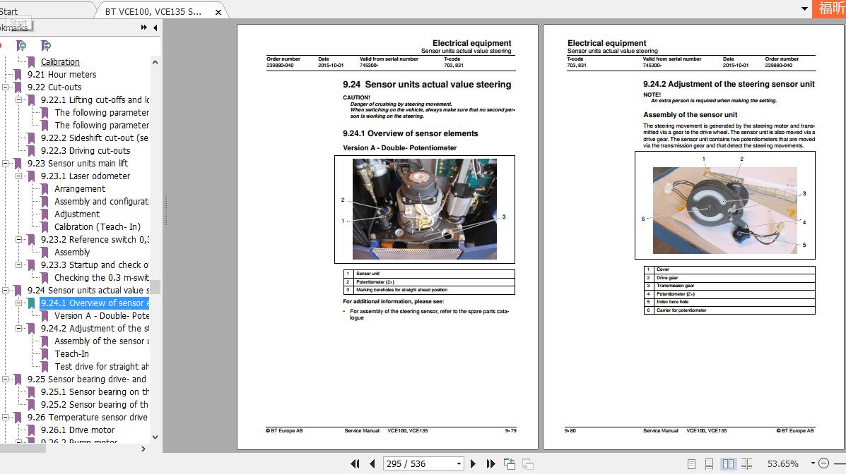 BT VCE100 VCE135 Serial No239880 040 Service Manual 2015 3