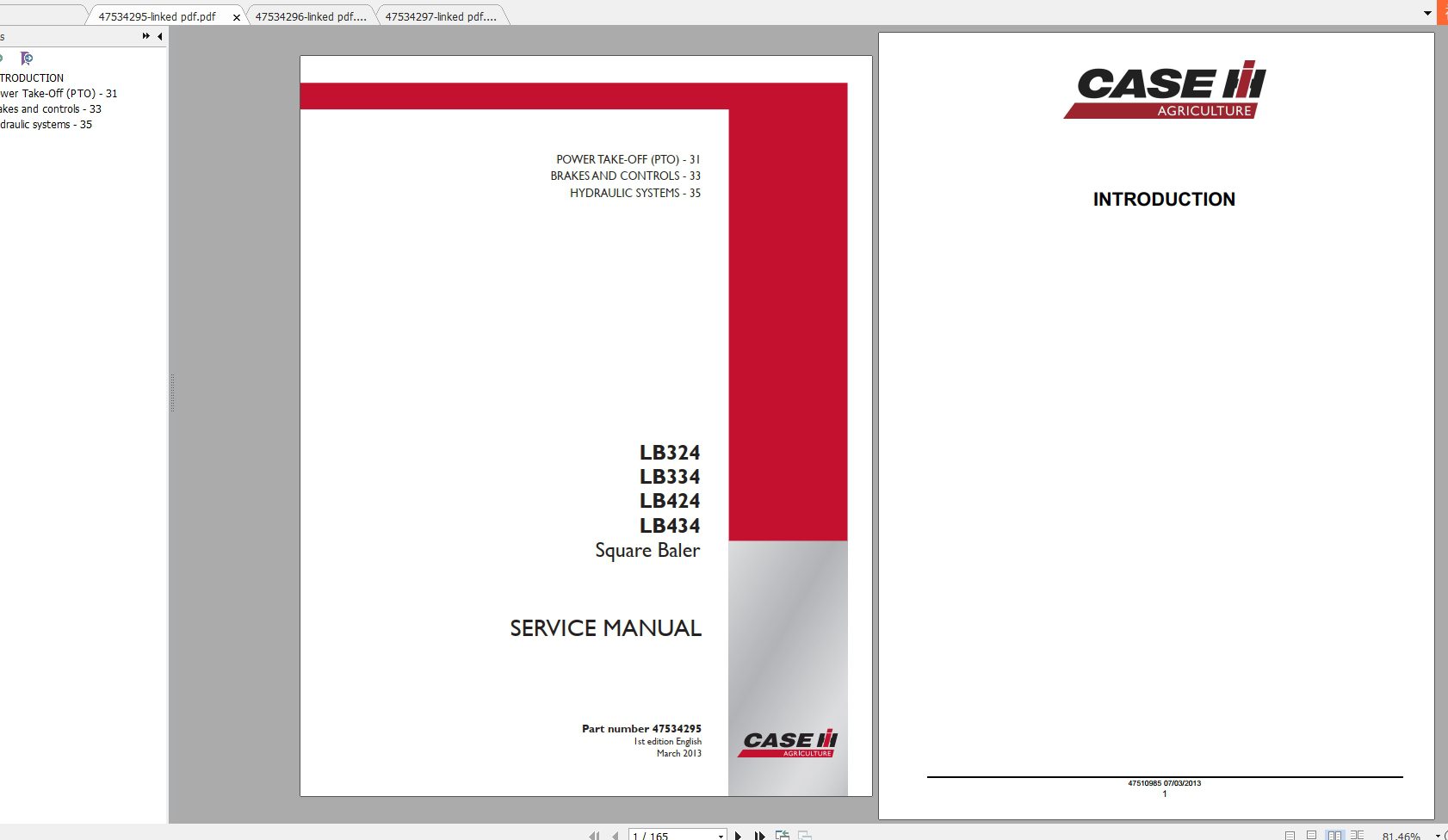 CASE IH LB324LB434 Square Baler Service Manual 1