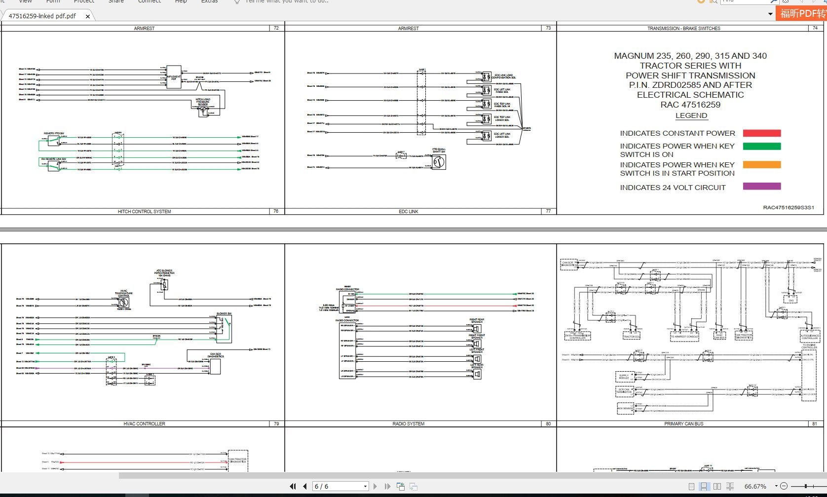 CASE IH MAGNUM 235260290315340 Tractors Electrical Schematics47516259 4 6