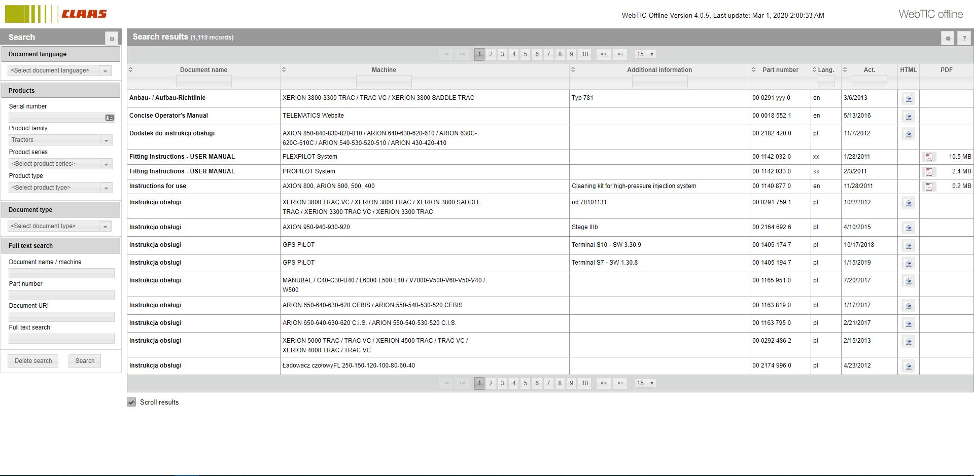 CLAAS WebTIC Offline 032020 Repair and Service Documentation2 1