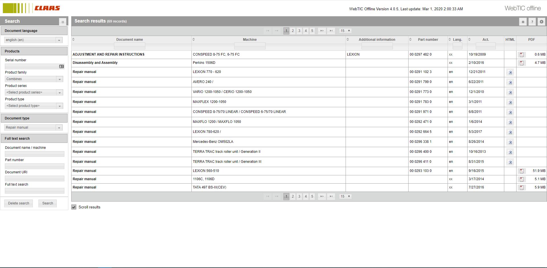 CLAAS WebTIC Offline 032020 Repair and Service Documentation7 1