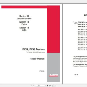 Case IH DX29 DX33 Tractors Repair Manual 1