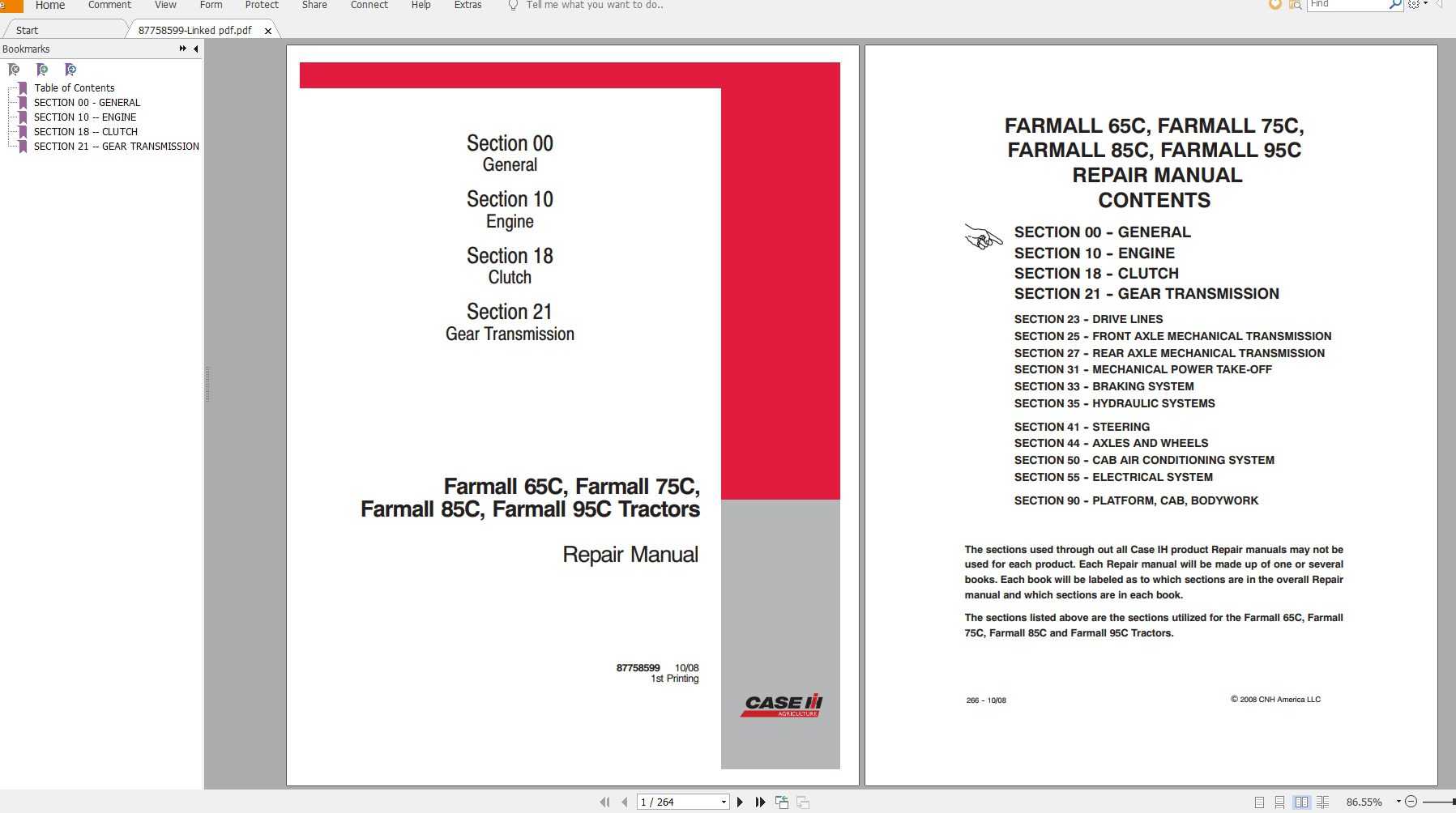 Case IH Farmall 65C 75C 85C 95C Tractors Repair Manual 1