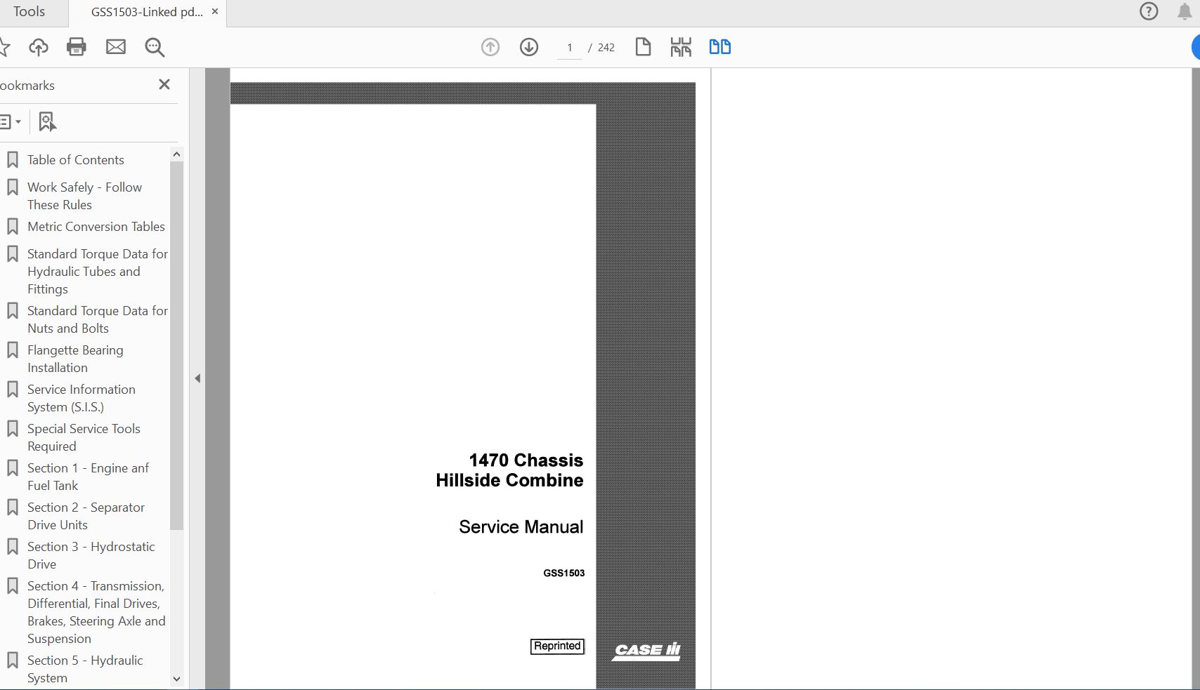 Case IH Tractor 1470 Chassis Hillside Combine Service ManualGSS1503 1 1