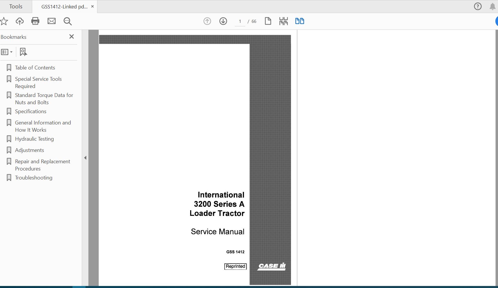Case IH Tractor 3200 Series A Loader International Service ManualGSS1412 1